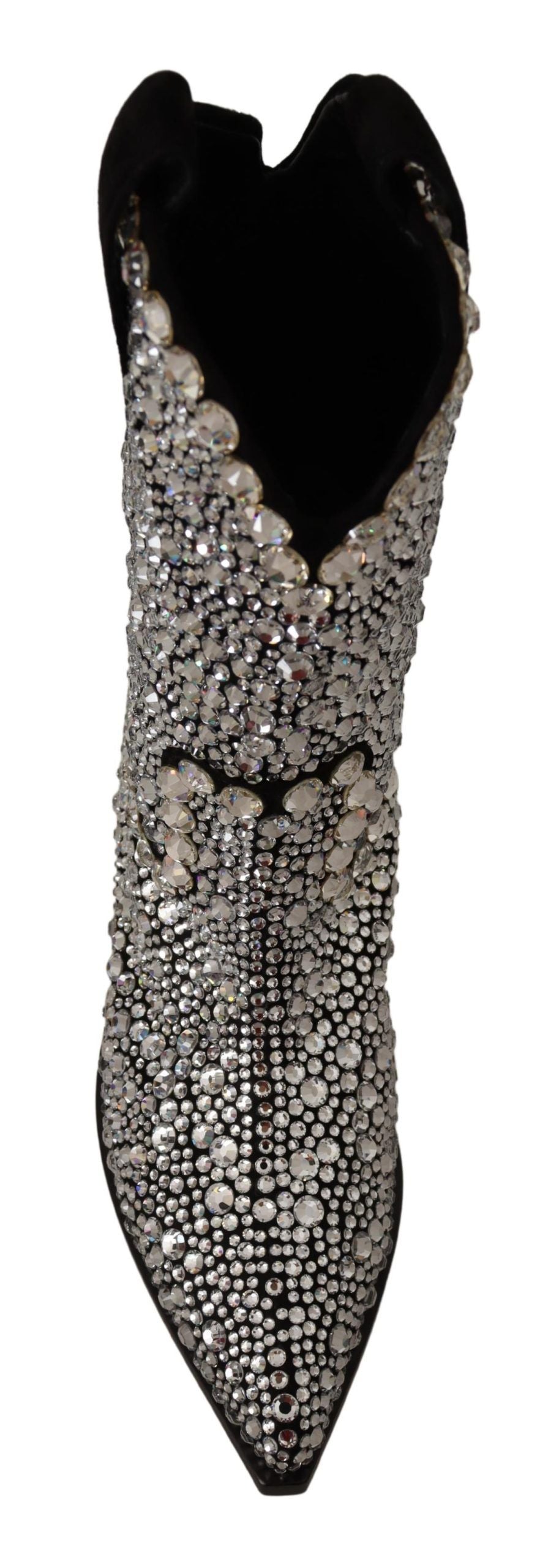 Bottes en daim noir ornées de cristaux Dolce & Gabbana
