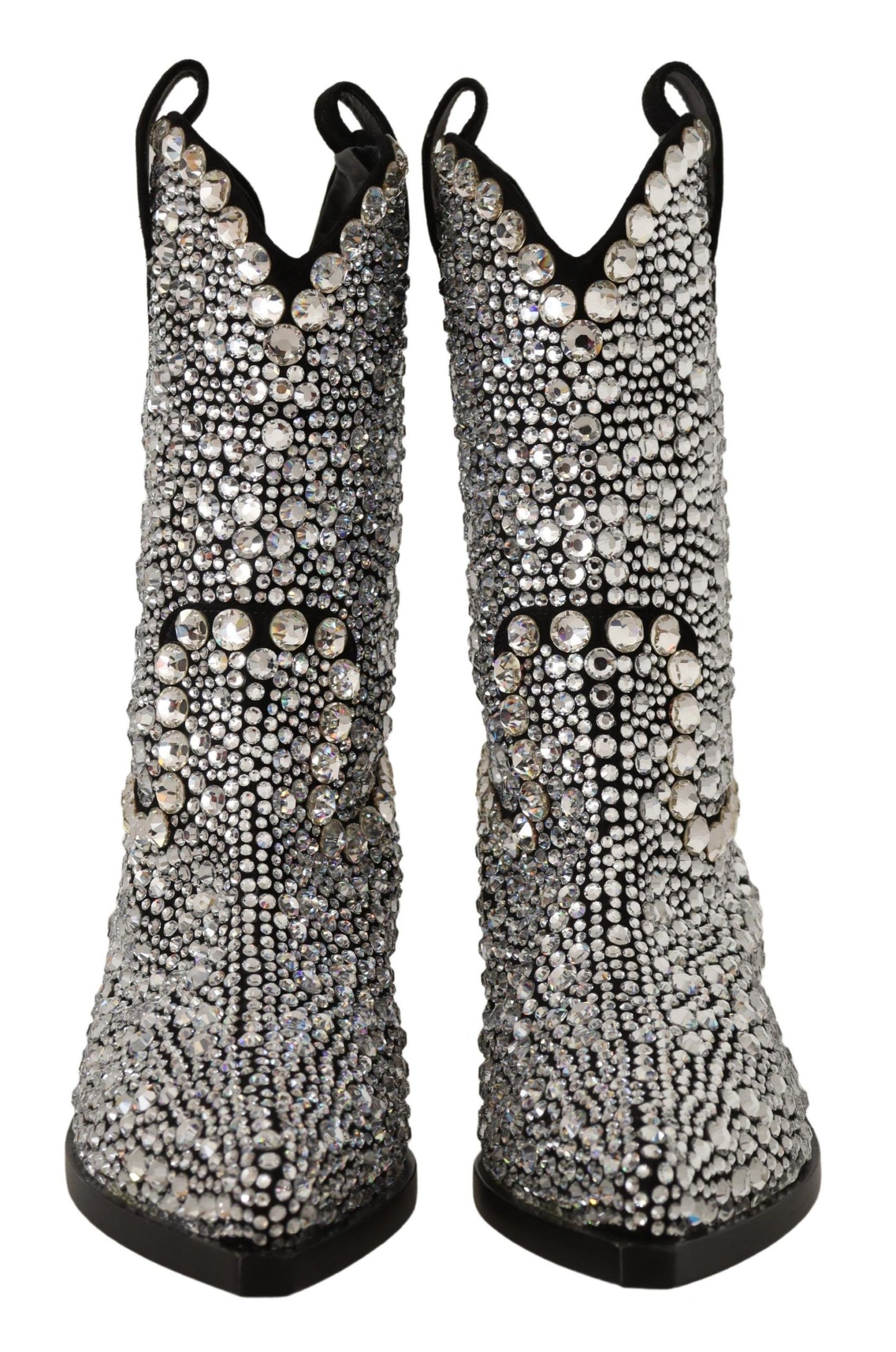 Bottes en daim noir ornées de cristaux Dolce & Gabbana