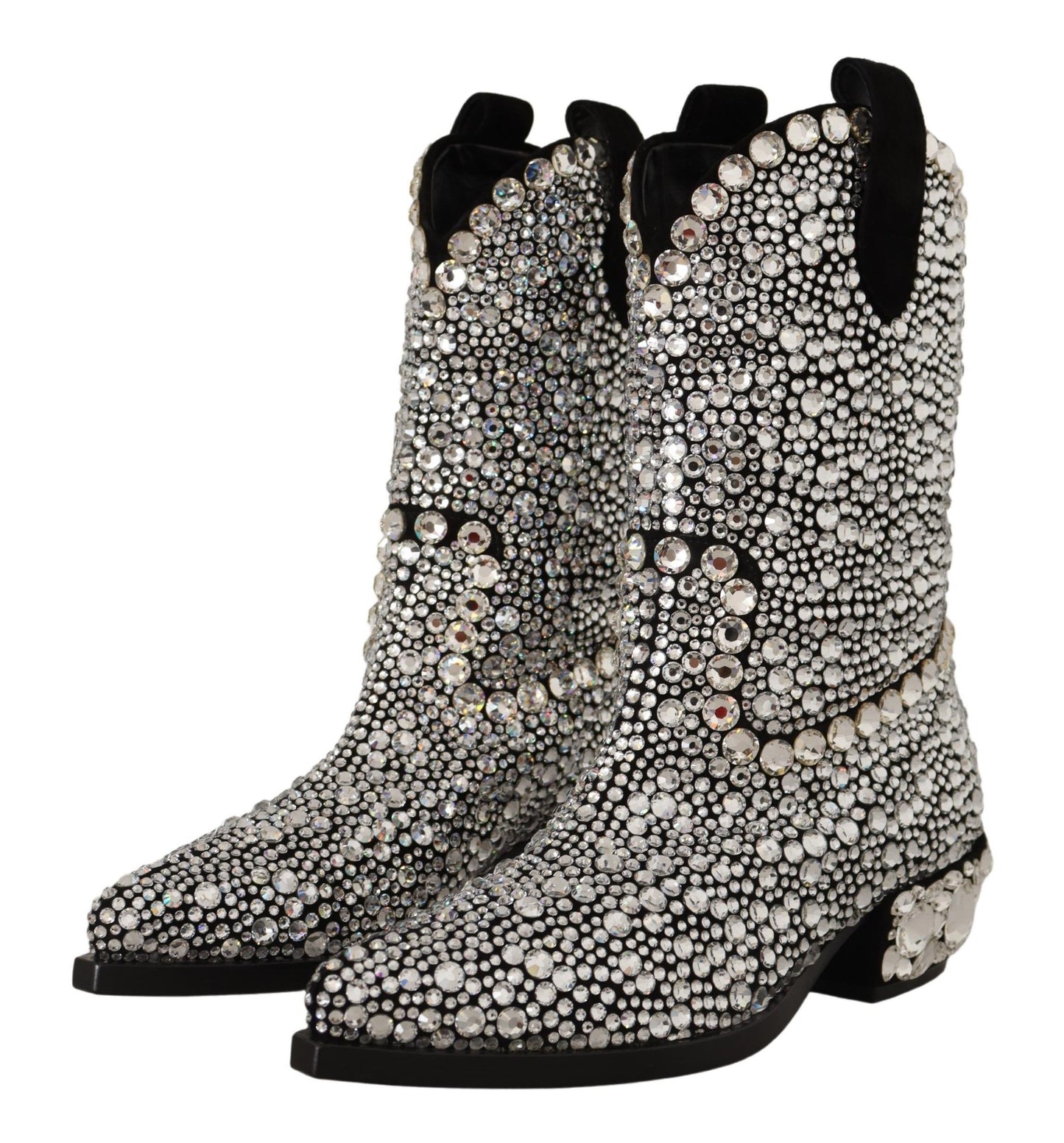 Bottes en daim noir ornées de cristaux Dolce & Gabbana