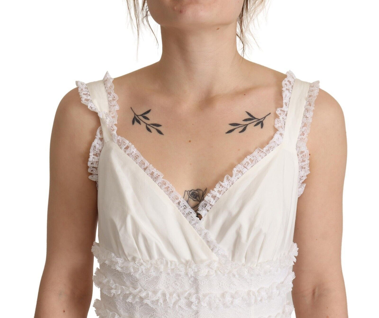 Dolce & Gabbana White Cotton Tiered Long Maxi A-line Dress by Dolce & Gabbana