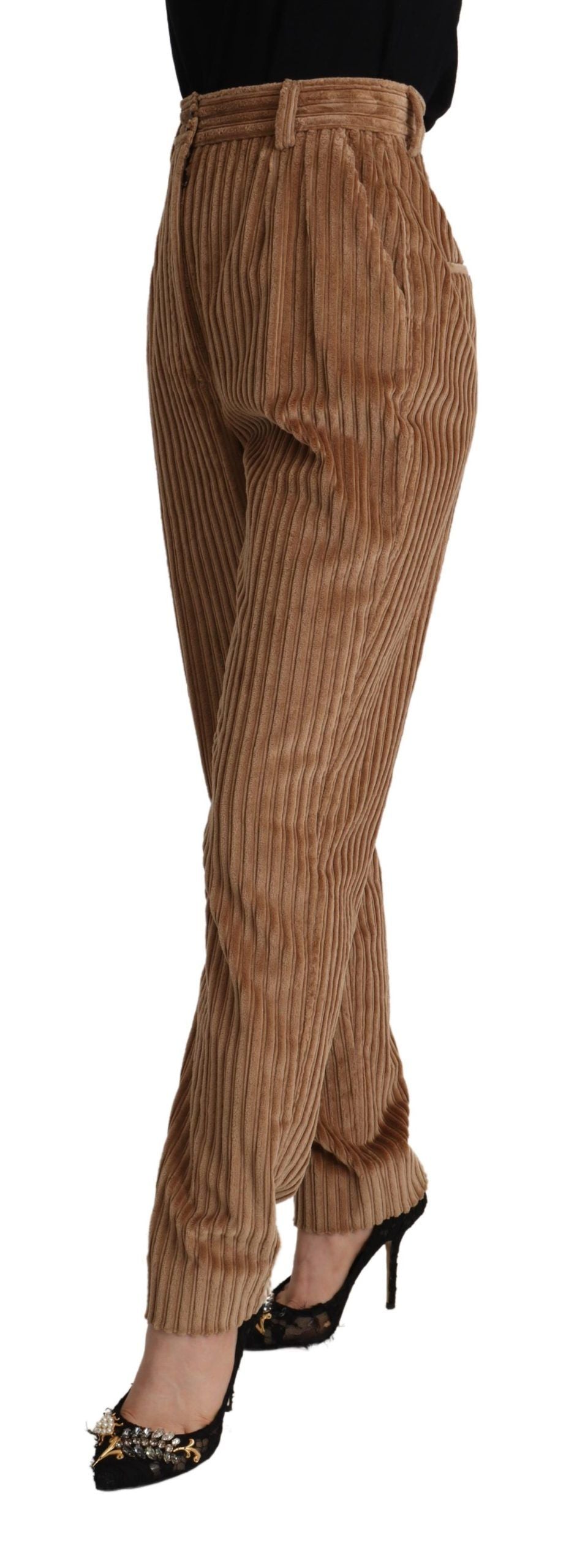 Dolce & Gabbana Brown Corduroy Cotton Trouser Tapered Pants by Dolce & Gabbana