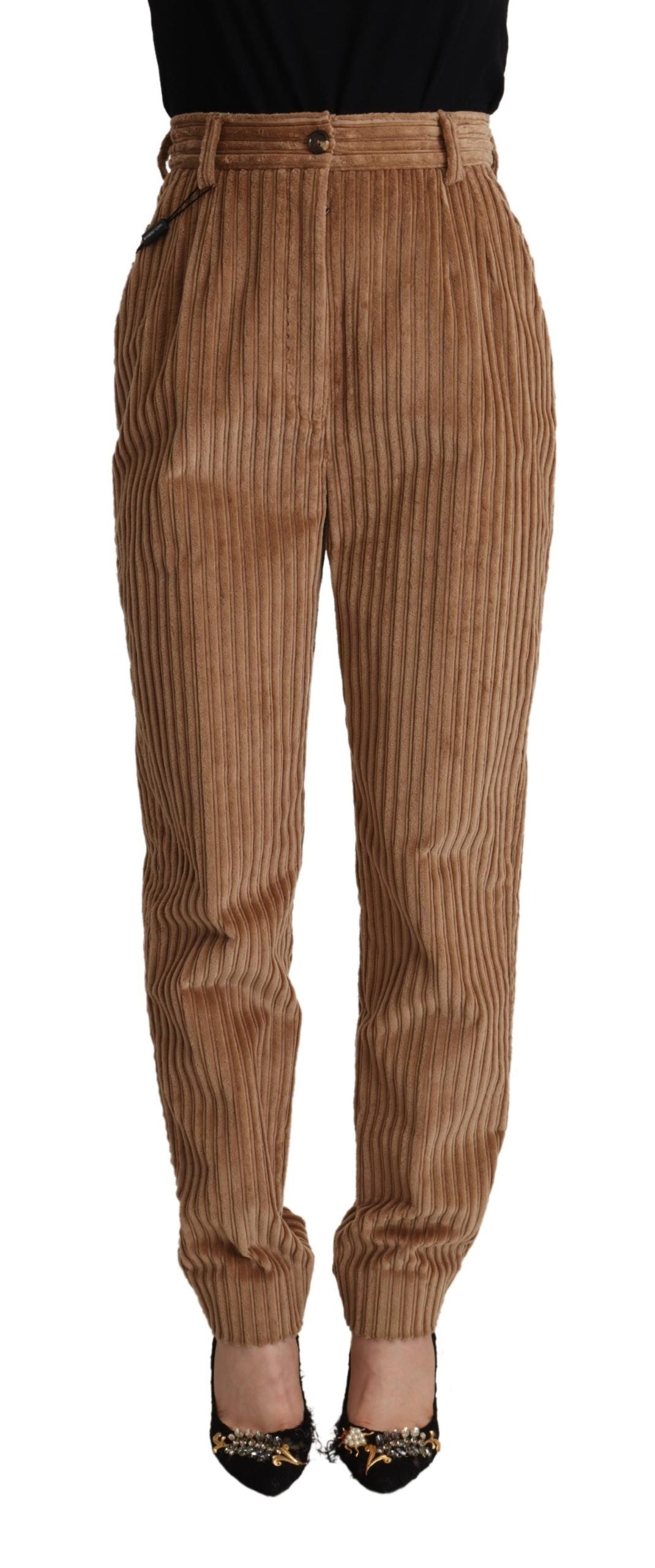 Dolce & Gabbana Brown Corduroy Cotton Trouser Tapered Pants by Dolce & Gabbana