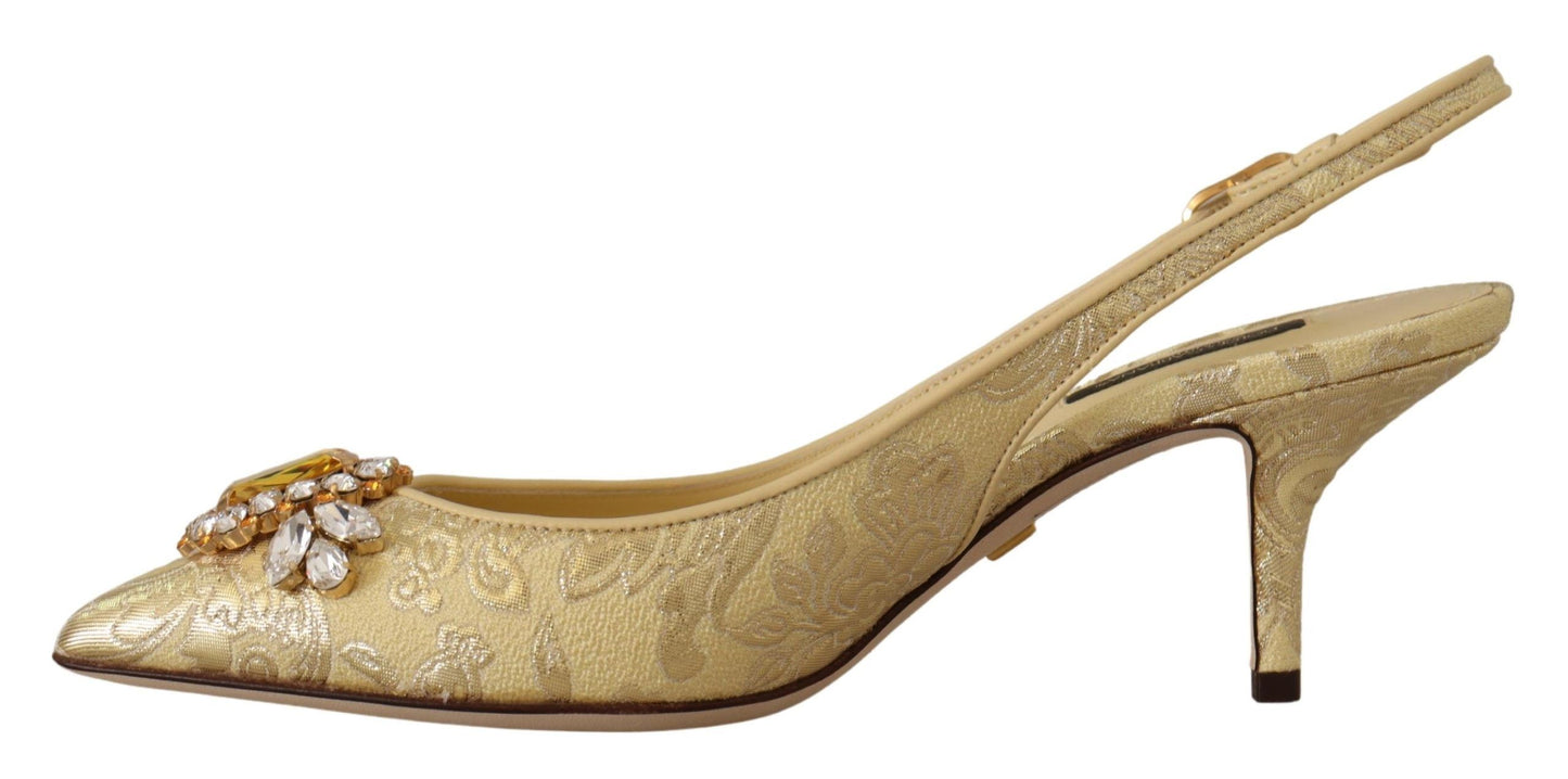Escarpins à bride arrière Dolce & Gabbana en cristal doré brillant