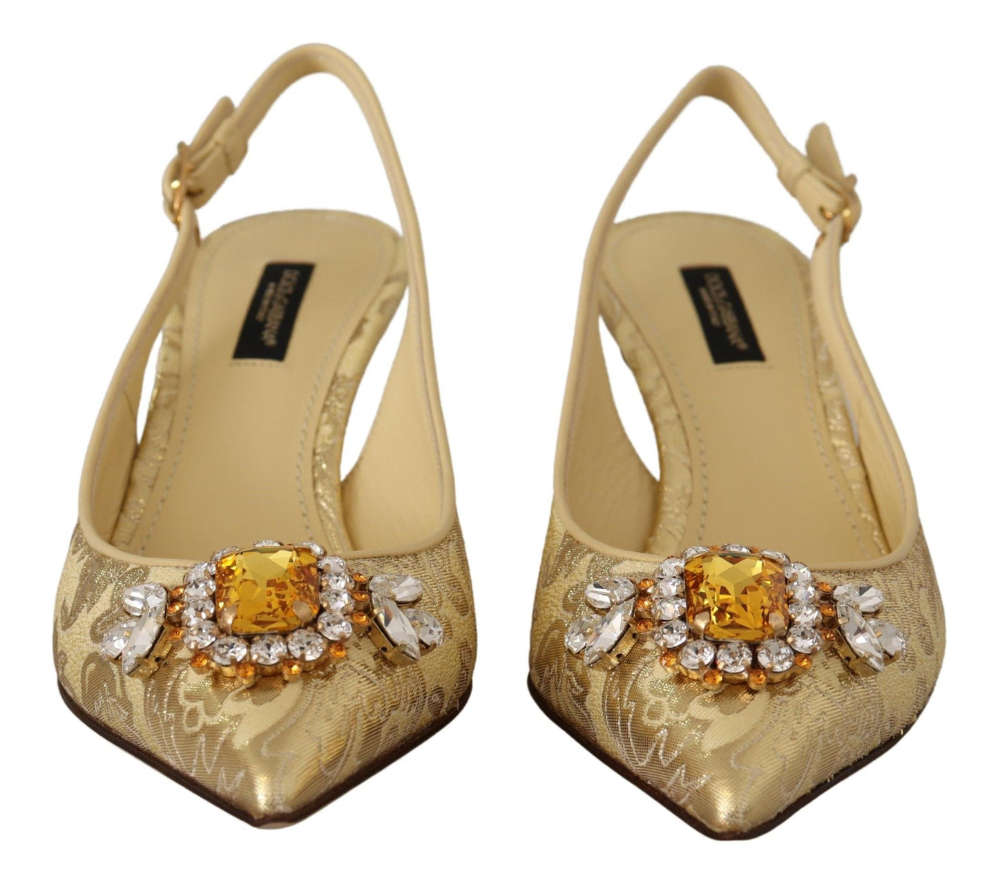 Escarpins à bride arrière Dolce & Gabbana en cristal doré brillant