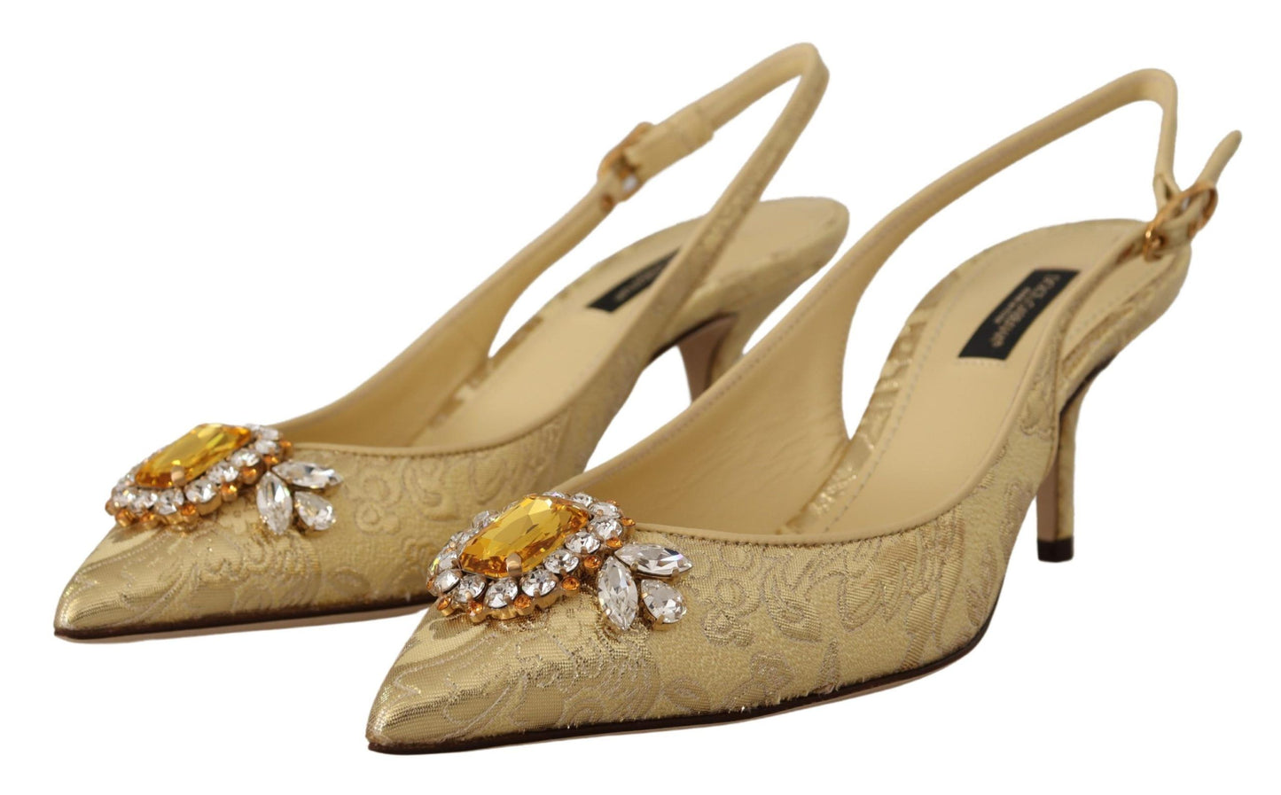Escarpins à bride arrière Dolce & Gabbana en cristal doré brillant