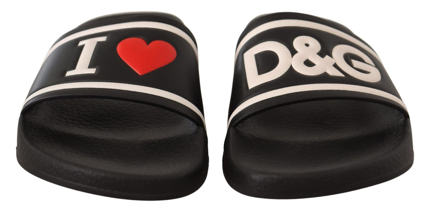Sandales élégantes en cuir noir Dolce & Gabbana pour elle