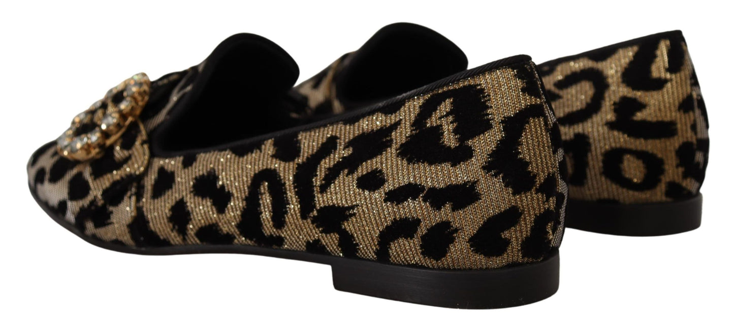 Mocassins élégants Dolce & Gabbana à cristaux et léopard