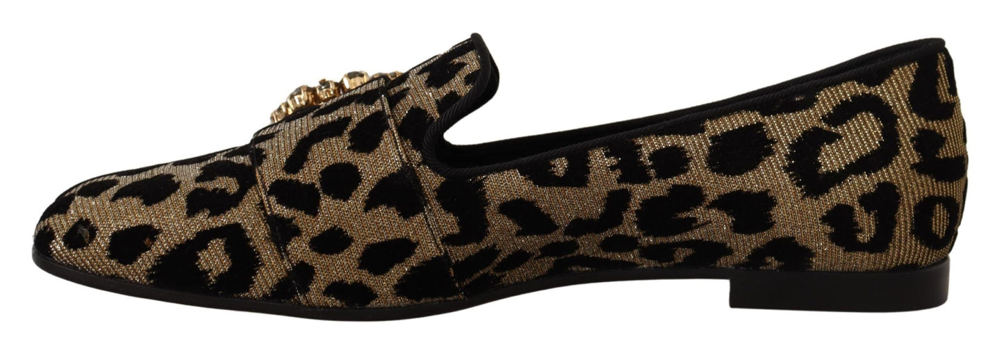 Mocassins élégants Dolce & Gabbana à cristaux et léopard