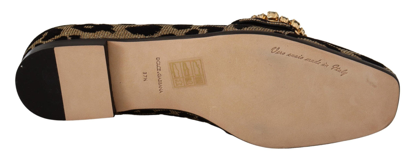 Mocassins élégants Dolce & Gabbana à cristaux et léopard