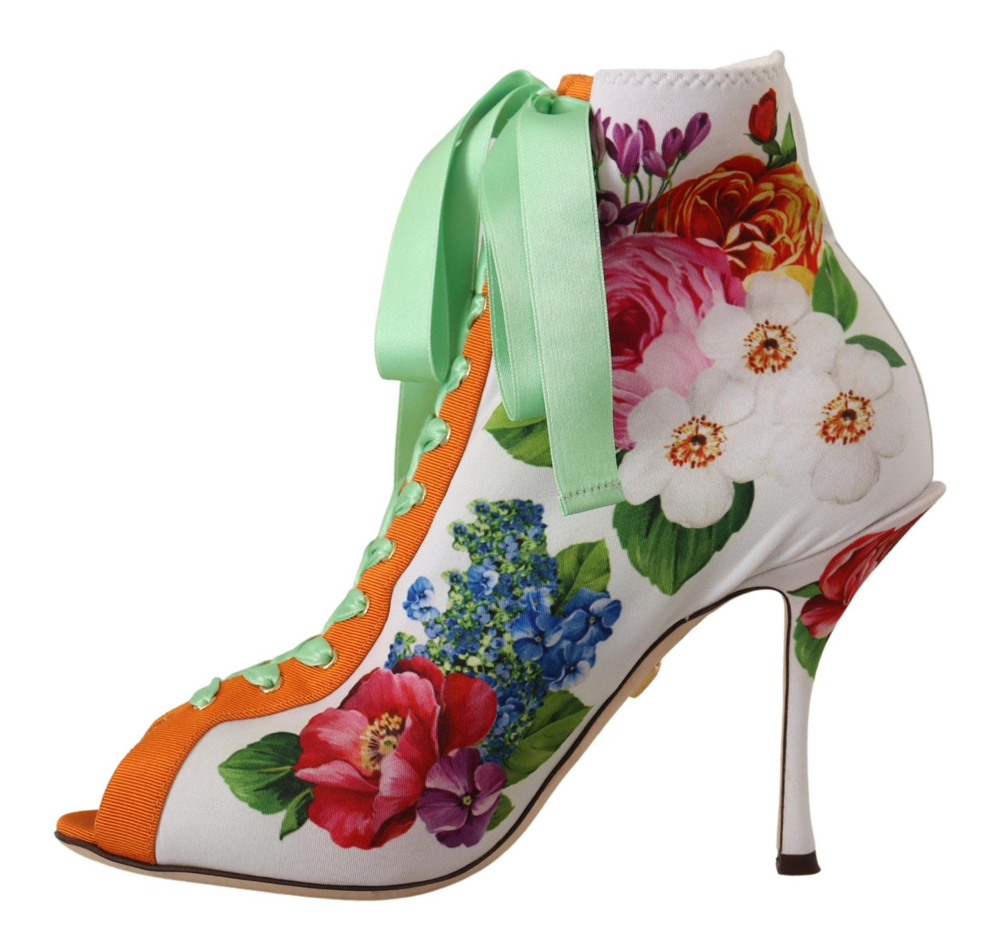 Escarpins à bout ouvert en jersey fleuri Dolce & Gabbana