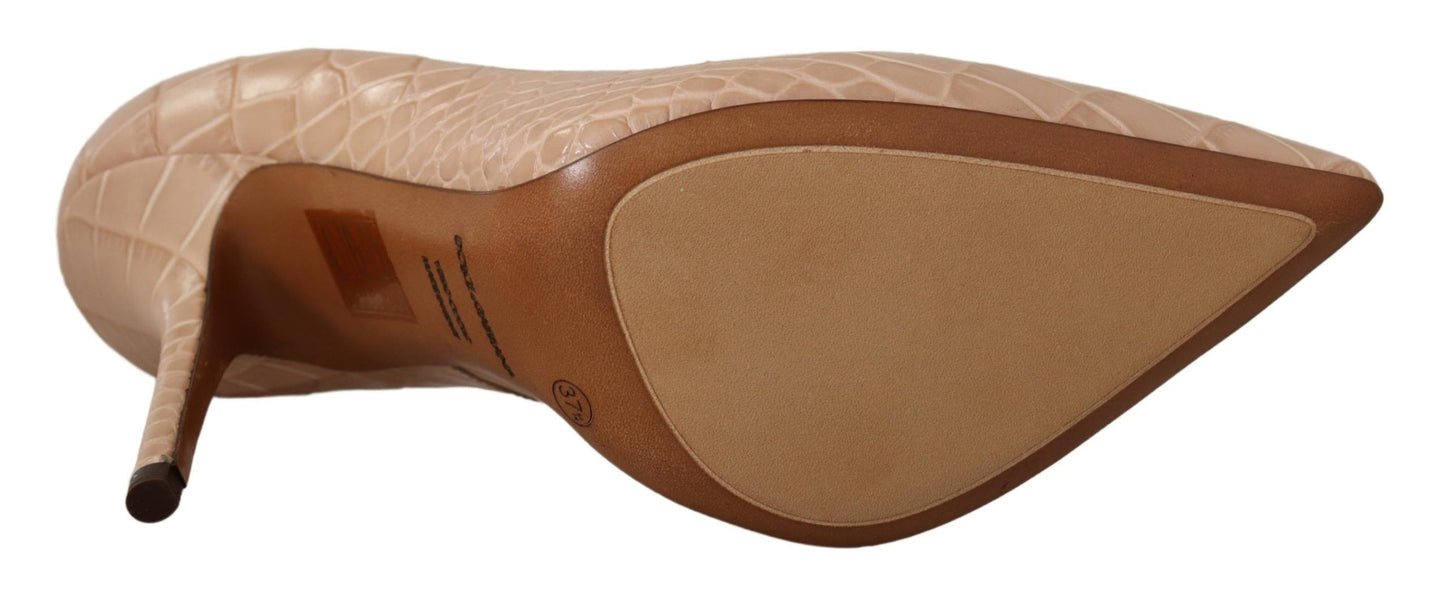 Escarpins élégants en cuir beige nude Dolce & Gabbana