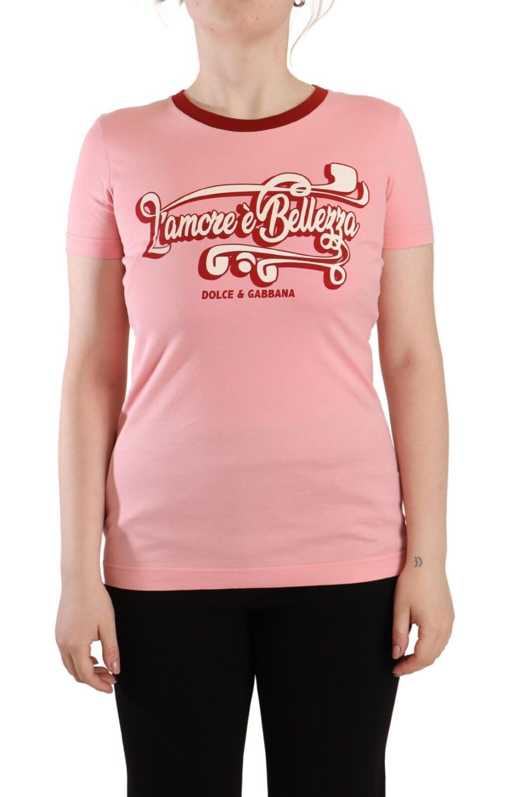 T-shirt ras du cou rose chic Dolce & Gabbana