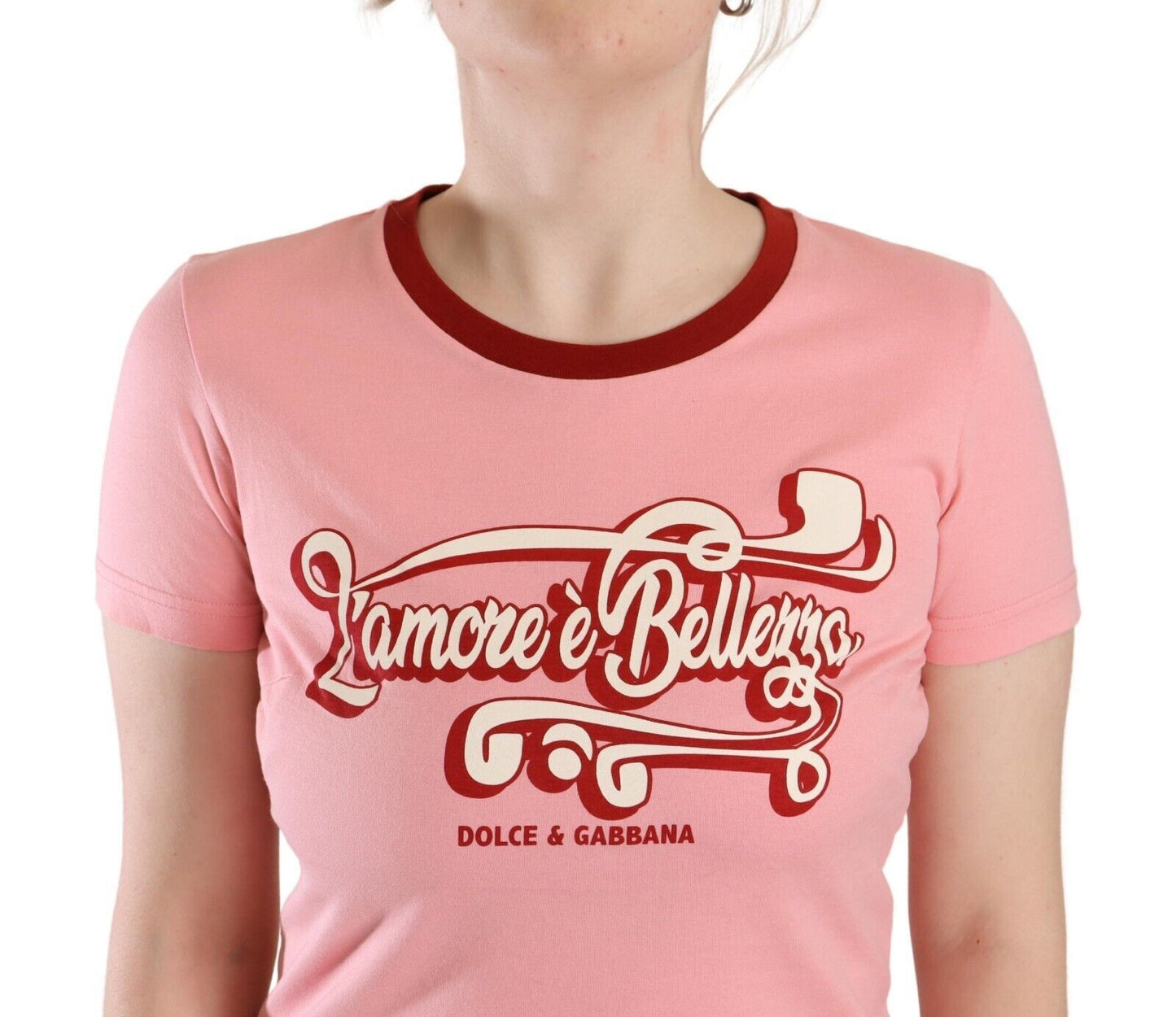 T-shirt ras du cou rose chic Dolce & Gabbana
