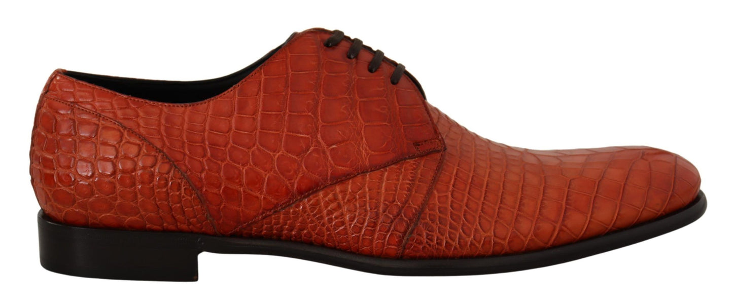 Chaussures habillées à lacets en cuir croco orange exotique Dolce & Gabbana