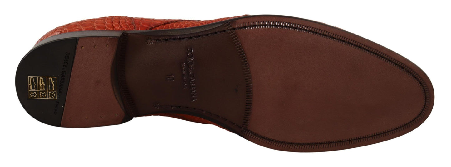 Chaussures habillées à lacets en cuir croco orange exotique Dolce & Gabbana
