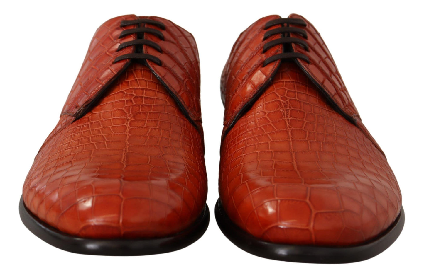 Chaussures habillées à lacets en cuir croco orange exotique Dolce & Gabbana