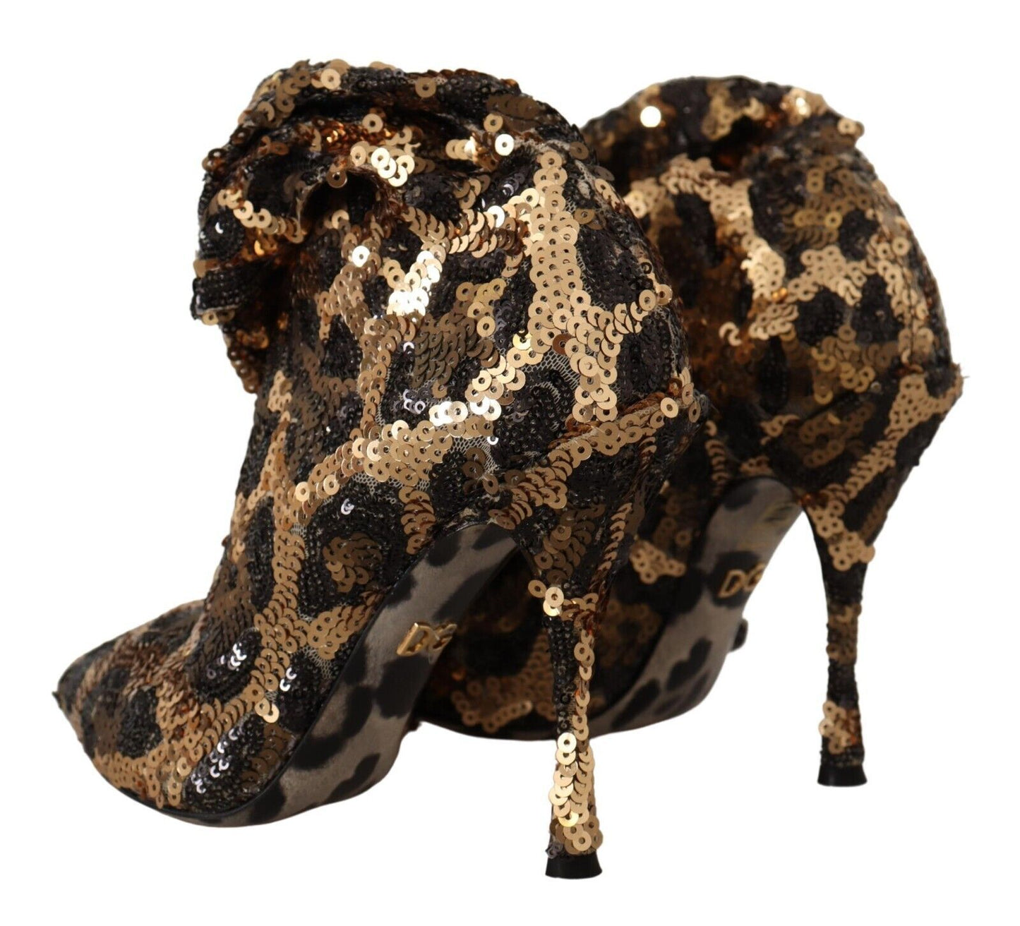 Bottes hautes élégantes à paillettes léopard Dolce & Gabbana