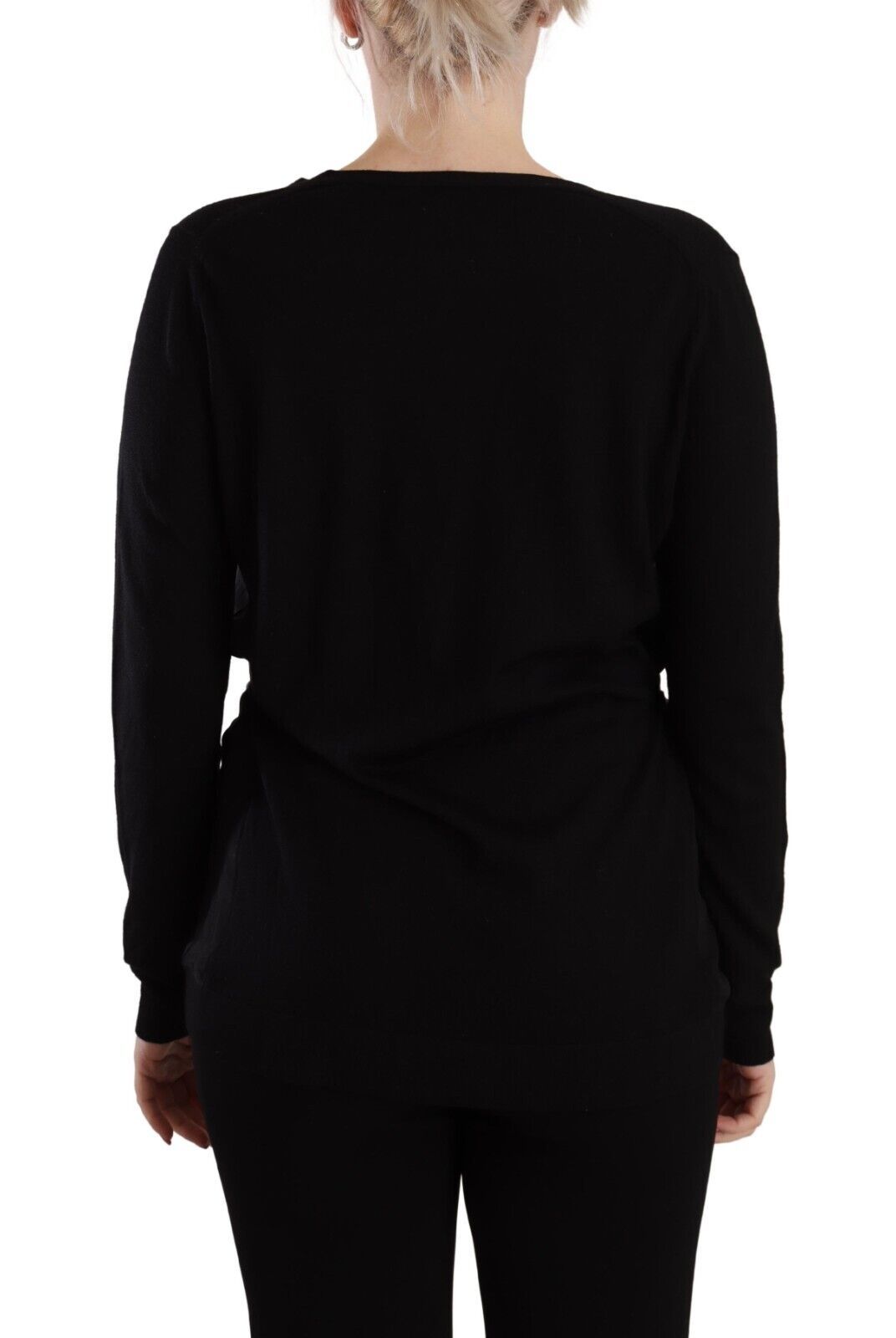 Pull en laine noir élégant à col en V Dolce & Gabbana