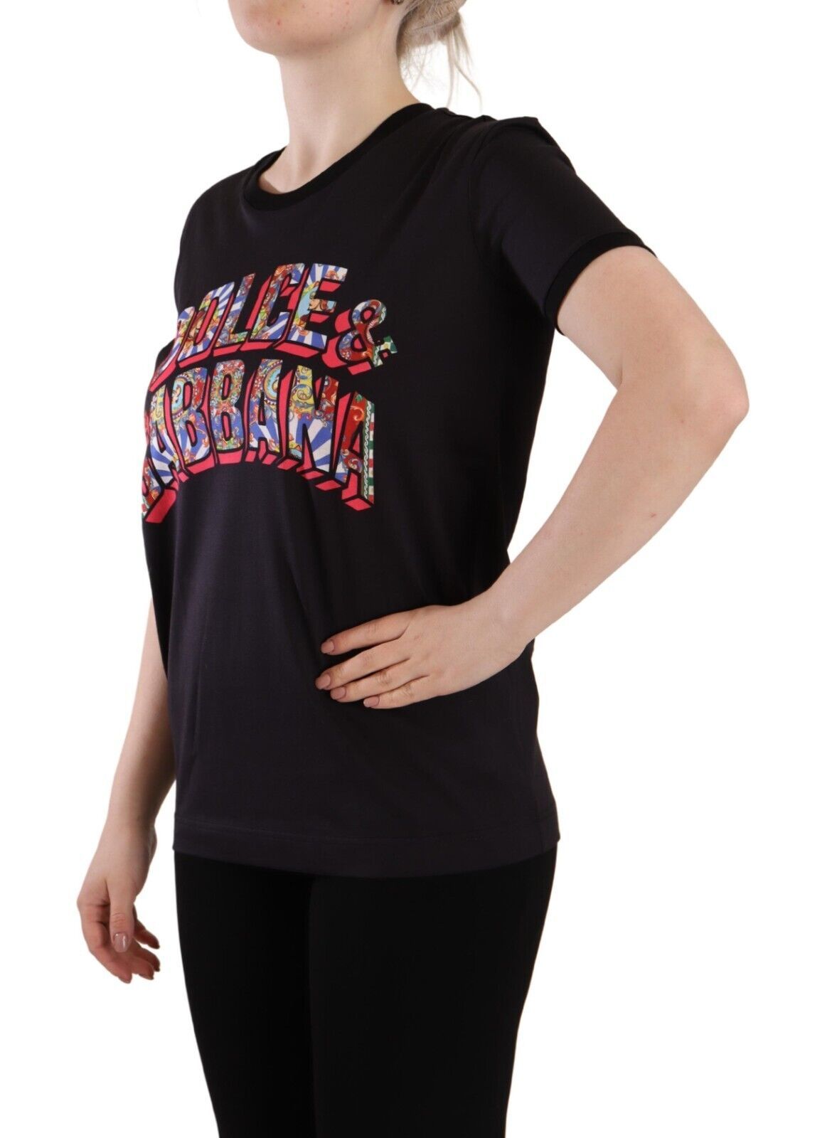 T-shirt ras du cou noir chic Dolce & Gabbana avec logo