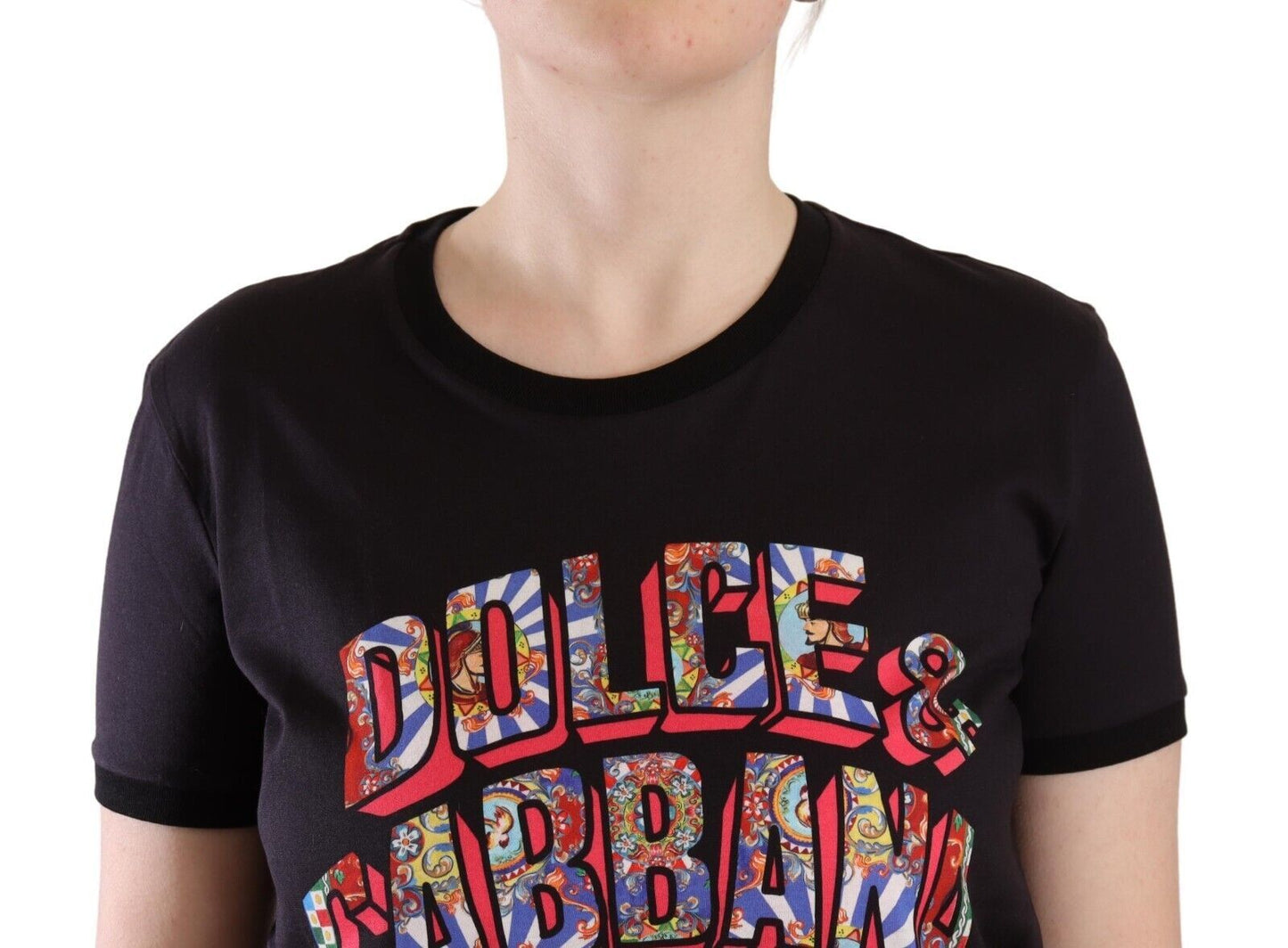 T-shirt ras du cou noir chic Dolce & Gabbana avec logo