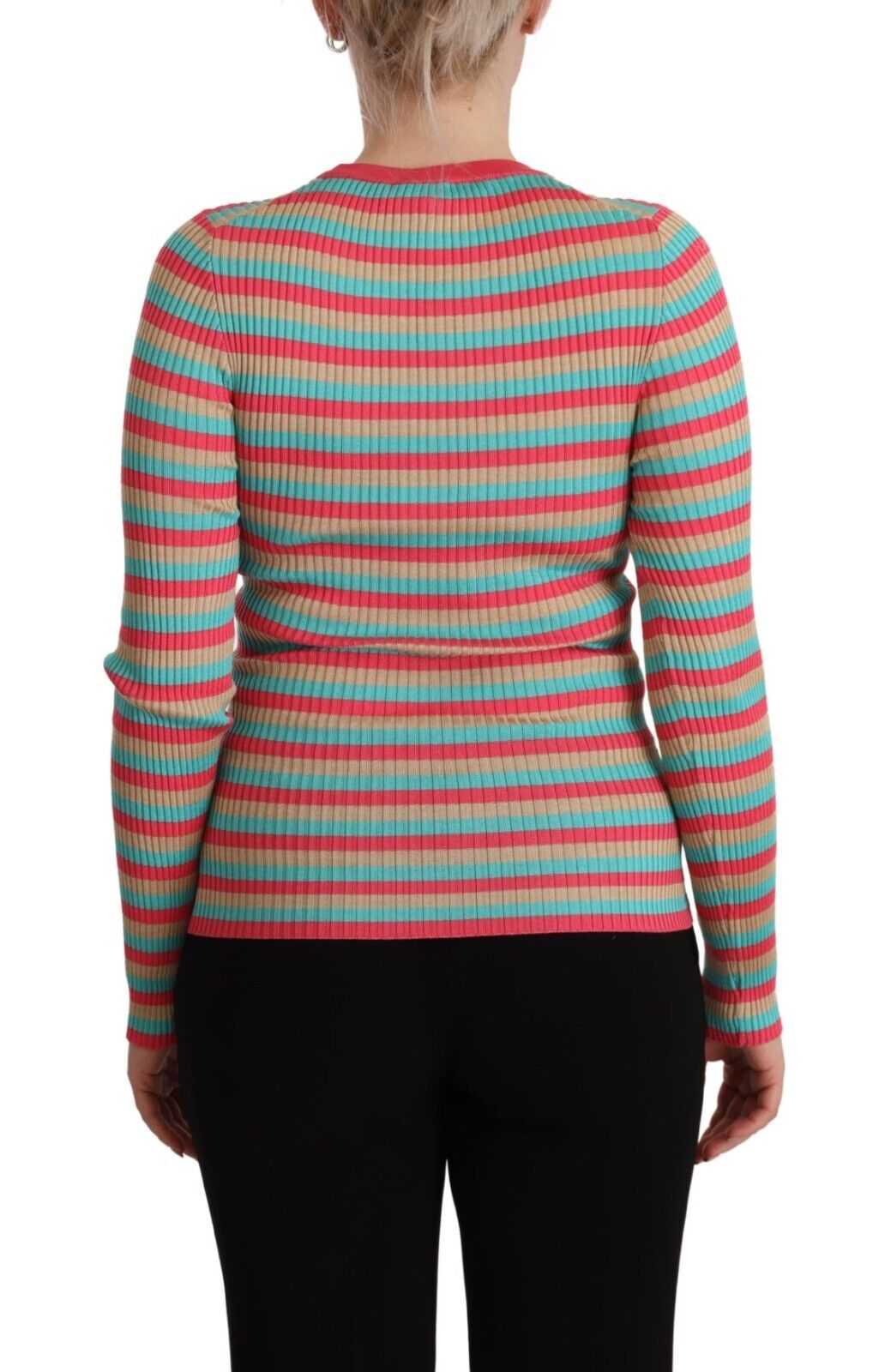 Pull ras du cou en soie rayée élégant Dolce & Gabbana