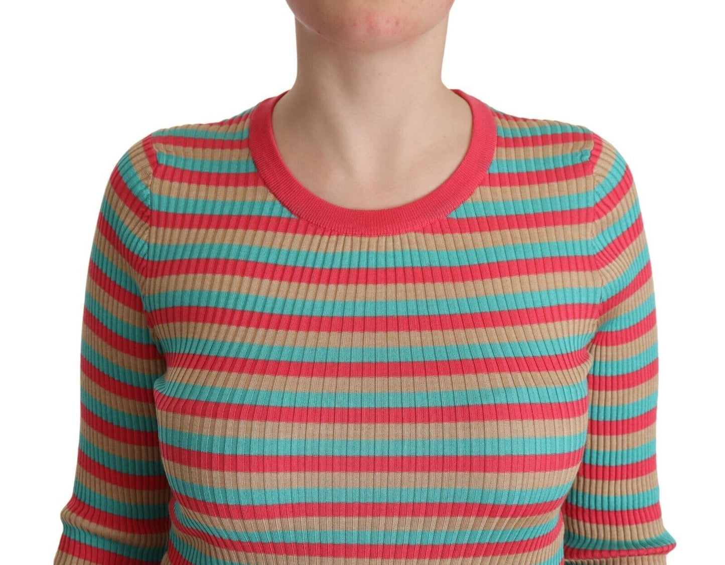 Pull ras du cou en soie rayée élégant Dolce & Gabbana