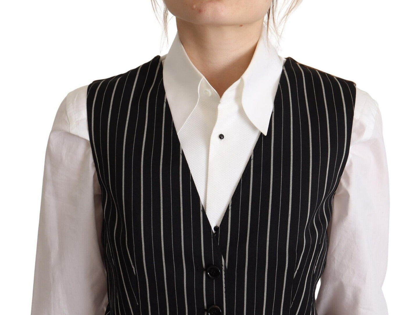 Dolce & Gabbana Élégant cardigan sans manches à col en V en laine mélangée