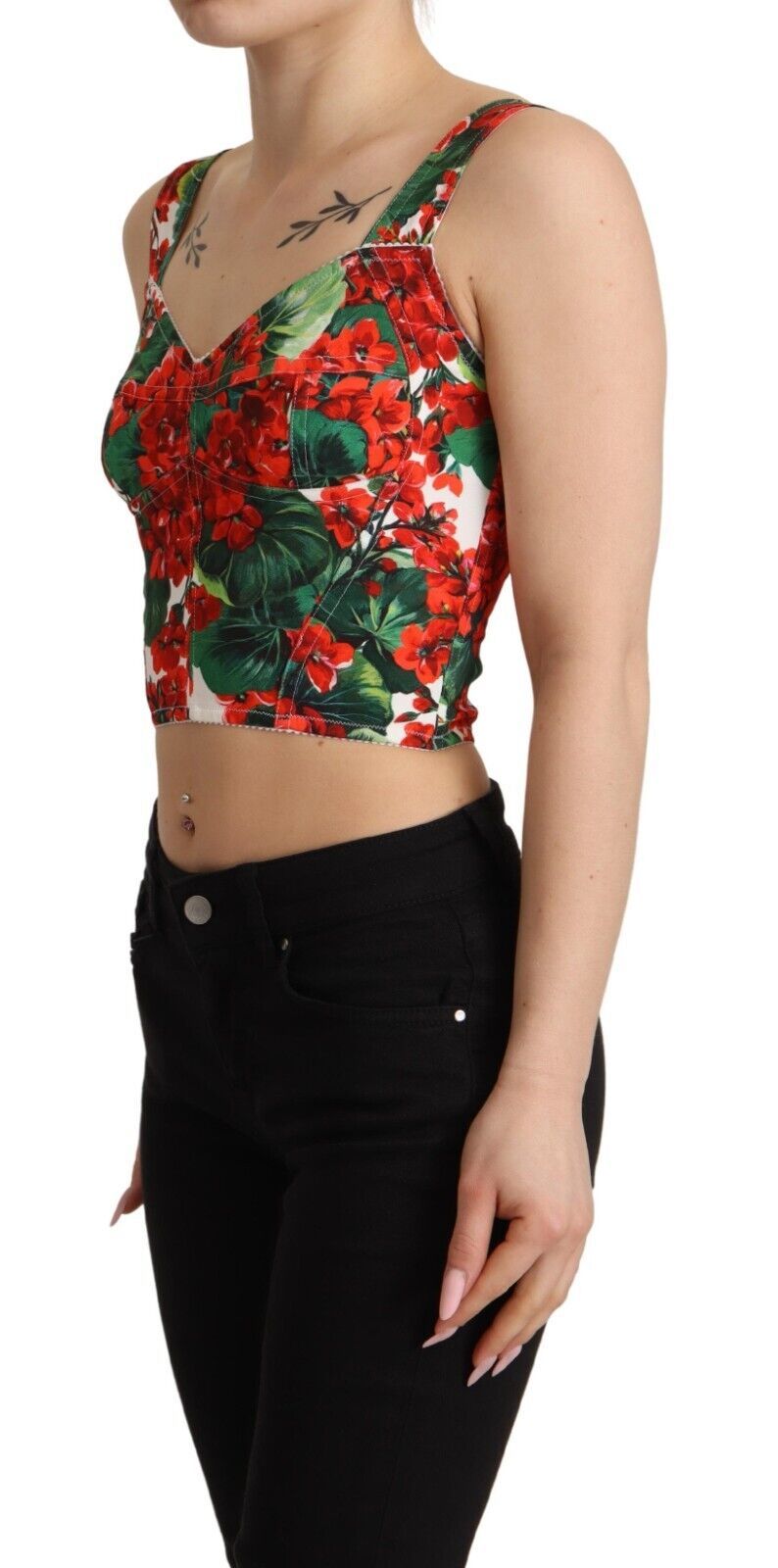 Dolce & Gabbana - Élégant haut court rouge à imprimé géranium