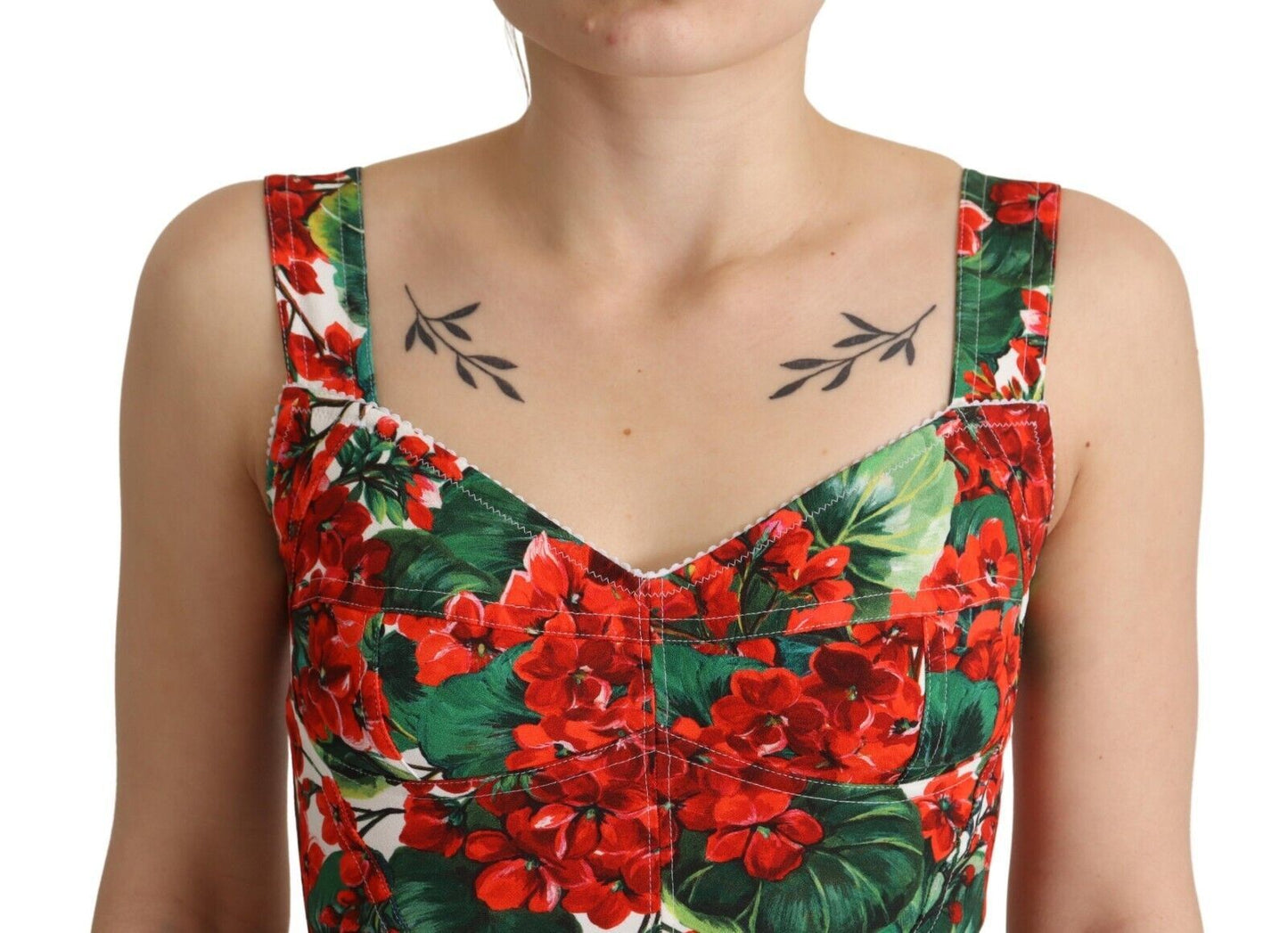 Dolce & Gabbana - Élégant haut court rouge à imprimé géranium