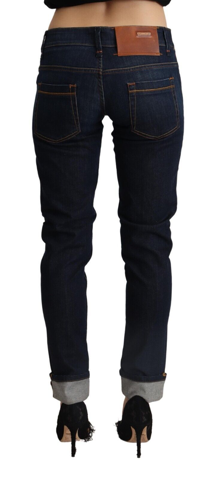 Eight Blue Cotton Low Waist Slim Fit Denim Women Trouser Jeans