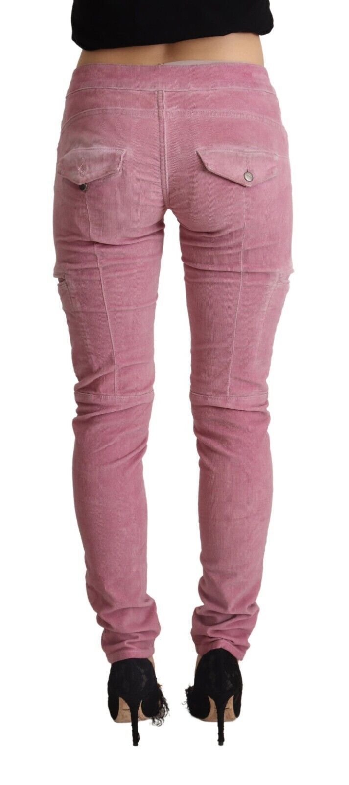 Eight Pink Cotton Low Waist Skinny Denim Cargo Jeans