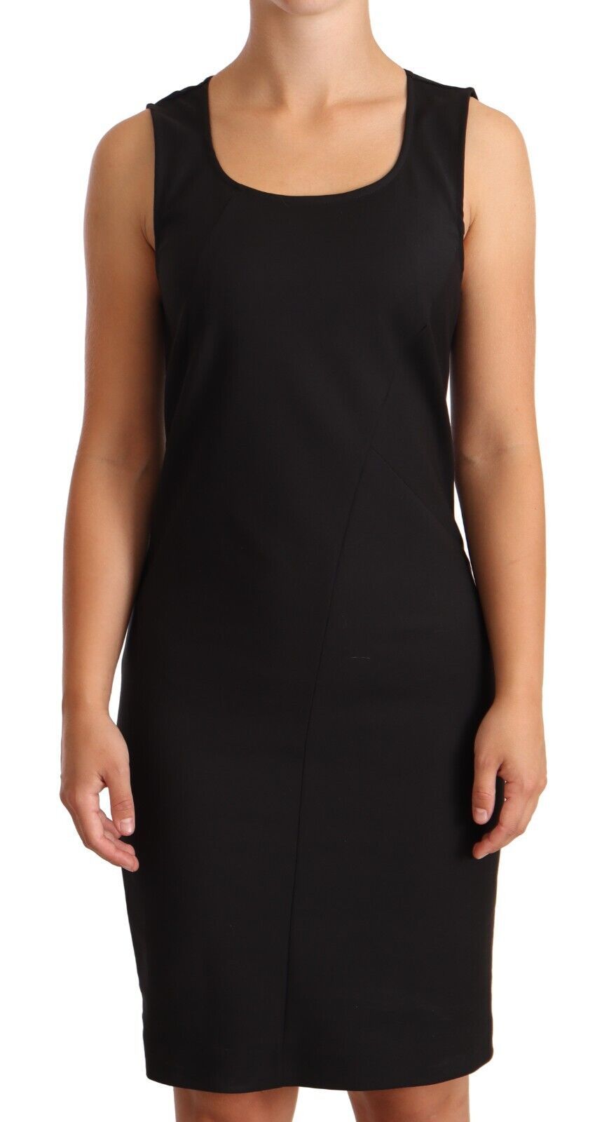 Patrizia Pepe Black Cotton Blend Sleeveless Knee Length Sheath Dress by Patrizia Pepe
