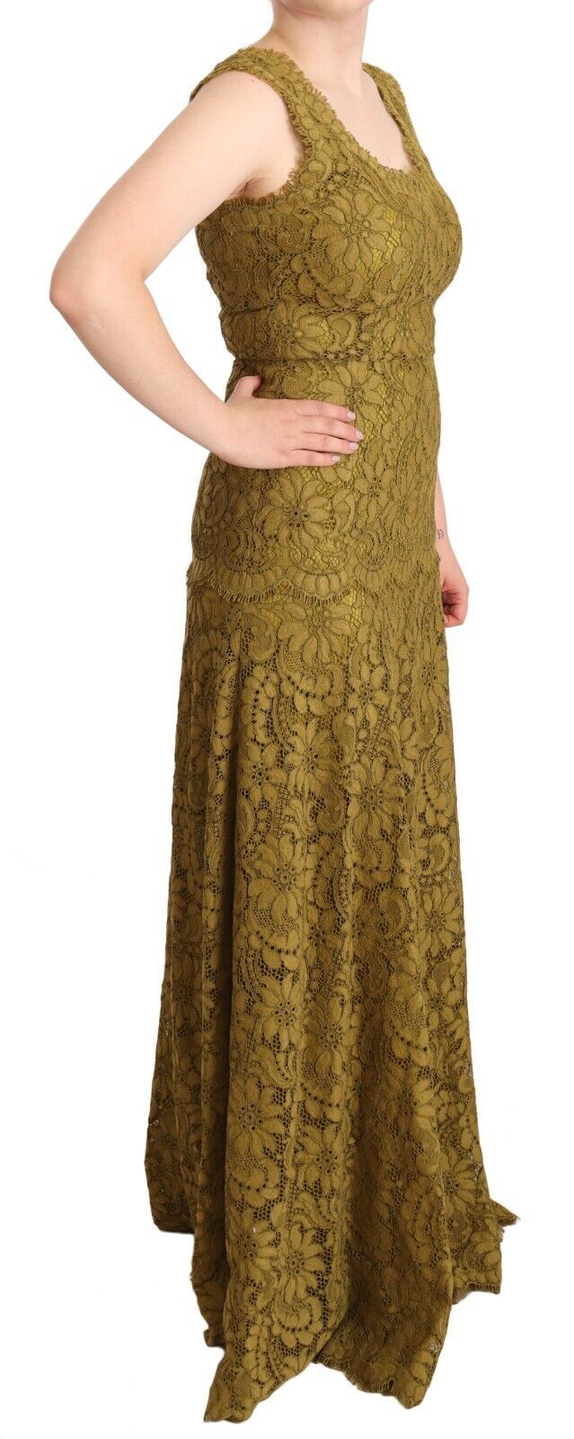 Dolce & Gabbana Brown Floral Lace Maxi Floor Length Dress by Dolce & Gabbana