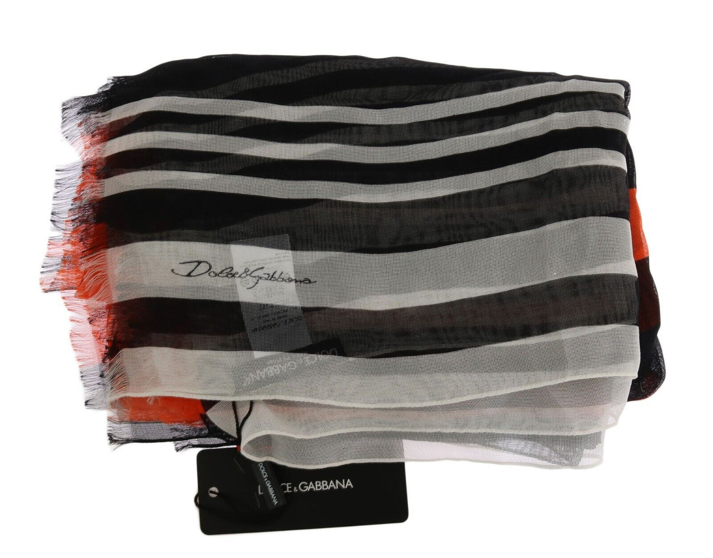Foulard élégant en soie multicolore à franges Dolce & Gabbana
