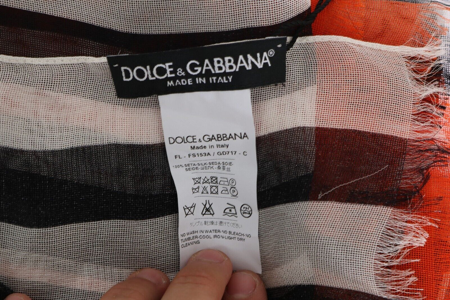 Foulard élégant en soie multicolore à franges Dolce & Gabbana