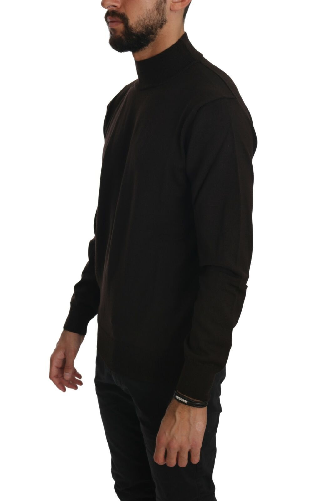 MILA SCHÖN Brown Turtle Neck Pullover Wool Sweater by MILA SCHÖN