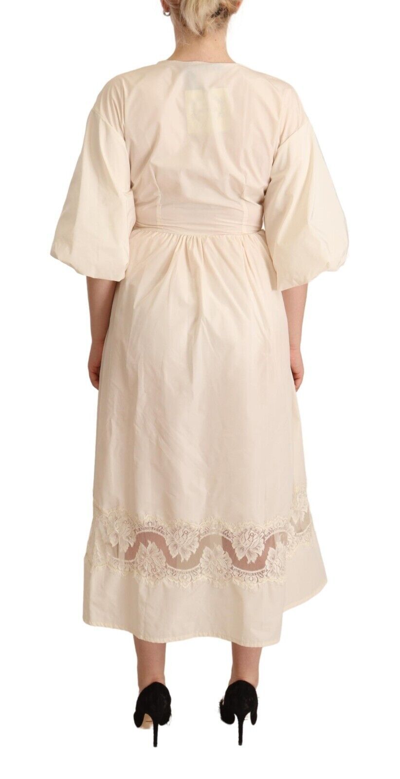 PINK MEMORIES Off White Short Sleeves Maxi A-line Wrap Dress by PINK MEMORIES