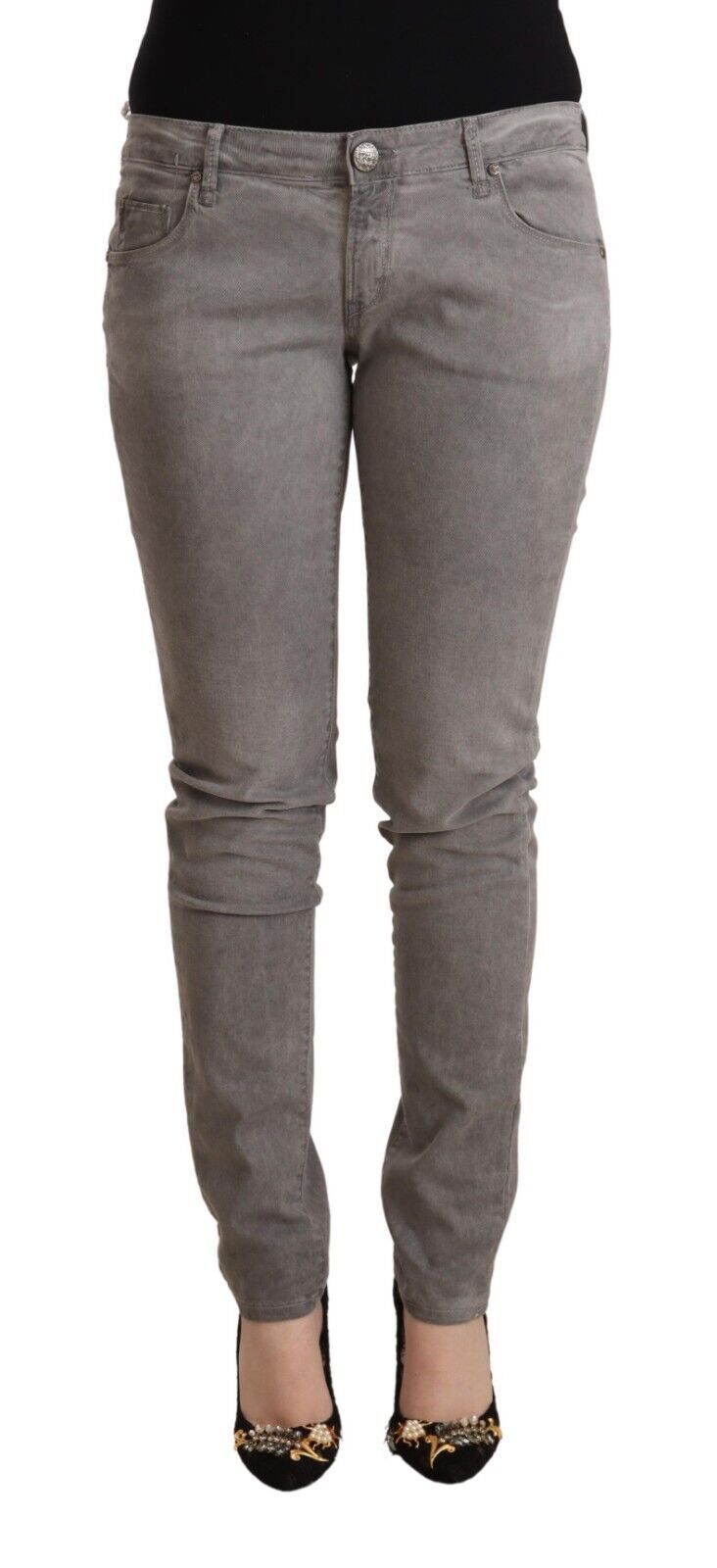 Huit jeans skinny taille basse gris élégants
