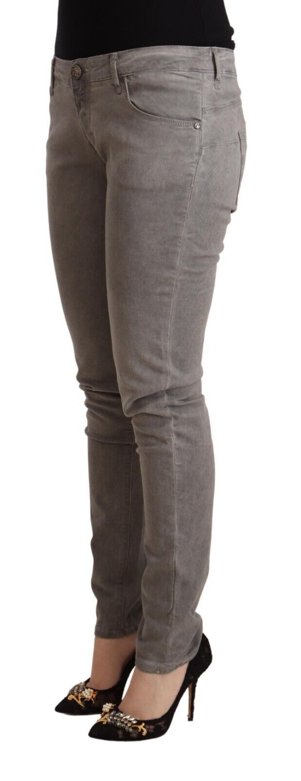 Huit jeans skinny taille basse gris élégants