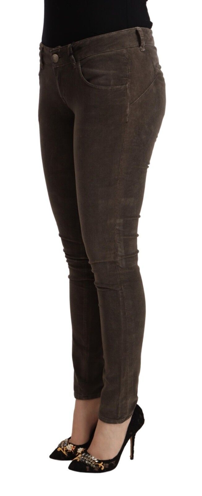 Eight Brown Cotton Slim Fit Denim Low Waist Jeans