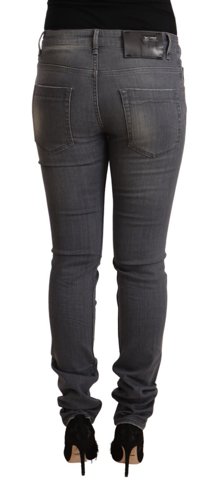 Huit jeans skinny gris foncé élégants - Taille basse avec fermeture éclair
