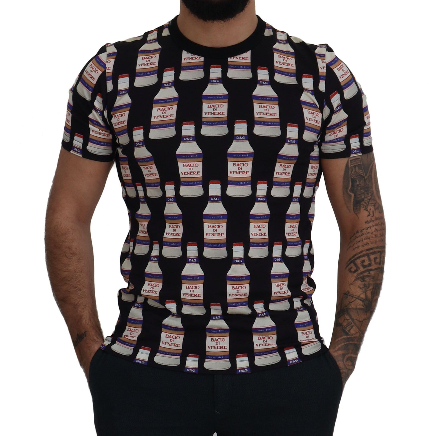 Dolce & Gabbana T-shirt noir élégant imprimé Bacio Di Venere