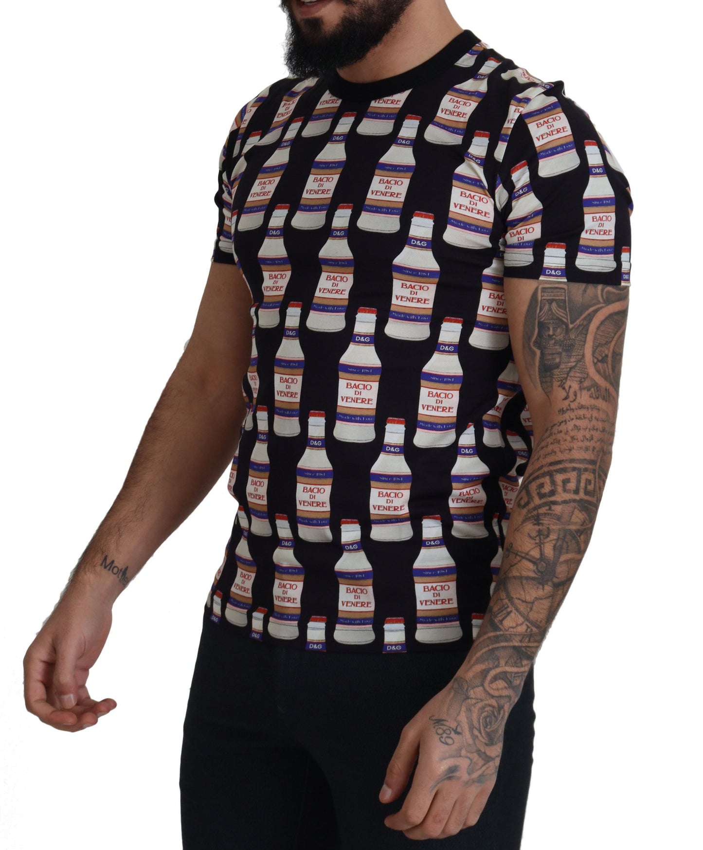 Dolce & Gabbana T-shirt noir élégant imprimé Bacio Di Venere