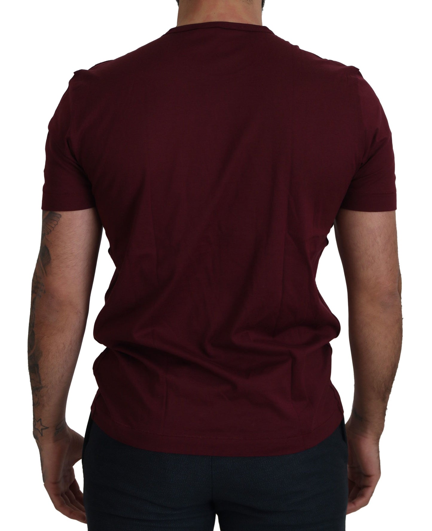 T-shirt ras du cou élégant Dolce & Gabbana à motif roses bordeaux