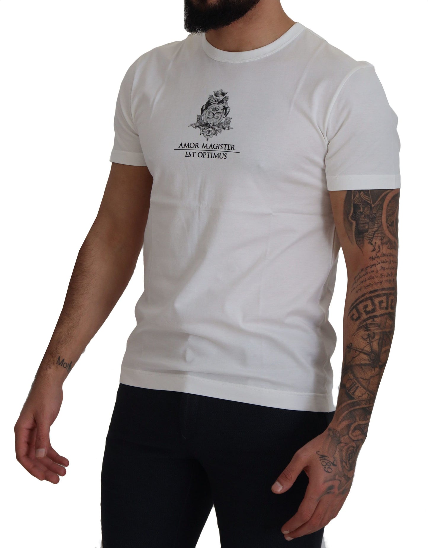 T-shirt en coton blanc à imprimé logo Dolce & Gabbana Chic