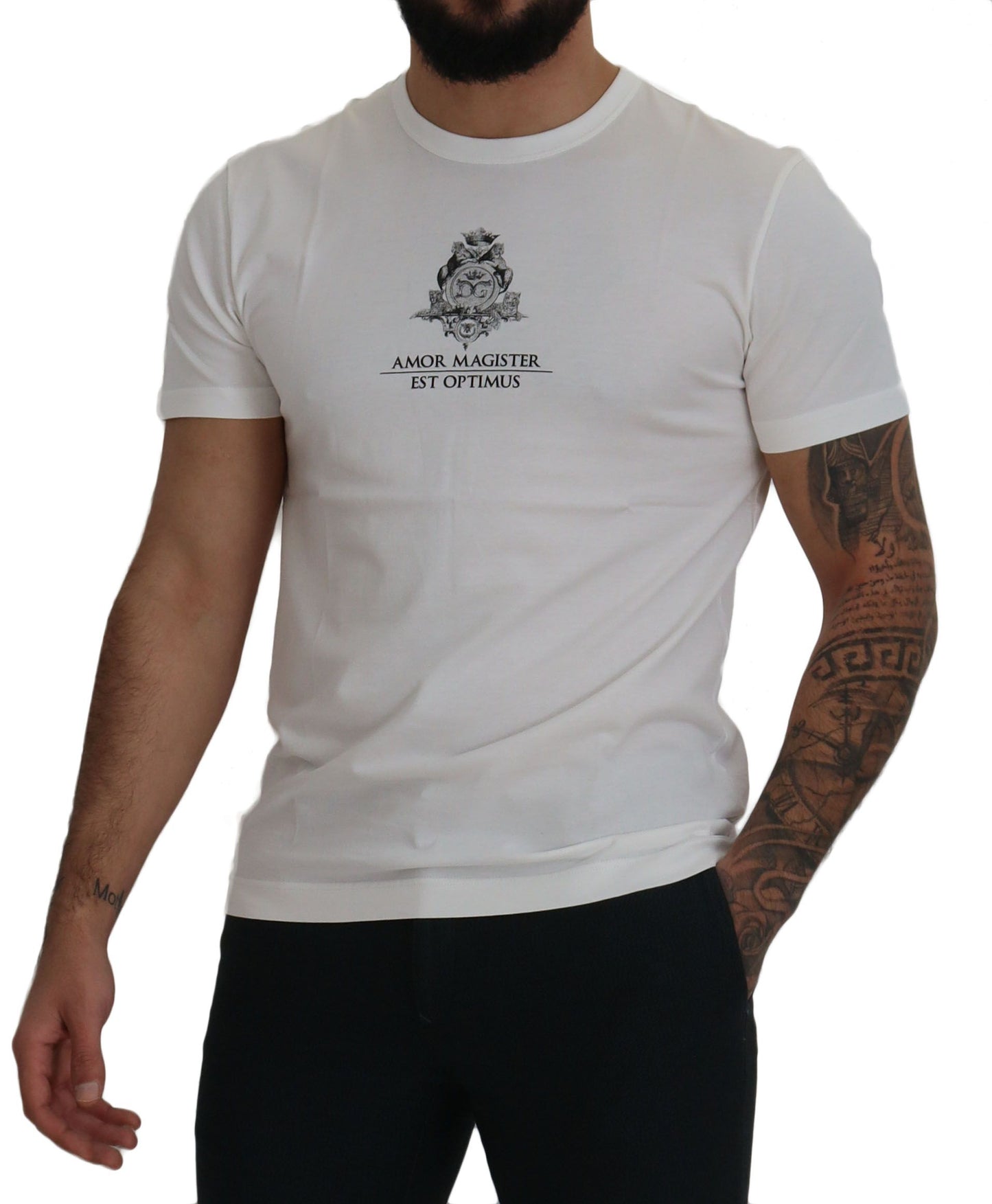 T-shirt en coton blanc à imprimé logo Dolce & Gabbana Chic