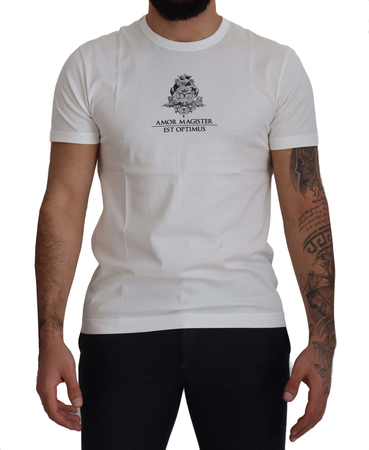 T-shirt en coton blanc à imprimé logo Dolce & Gabbana Chic