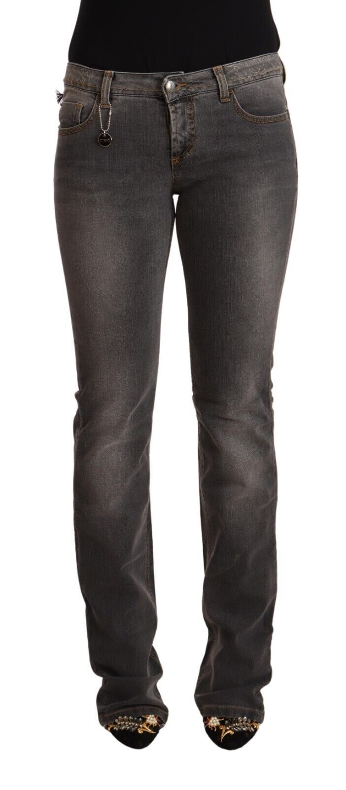 Costume National Gray Washed Low Waist Straight Denim Jeans by Costume National