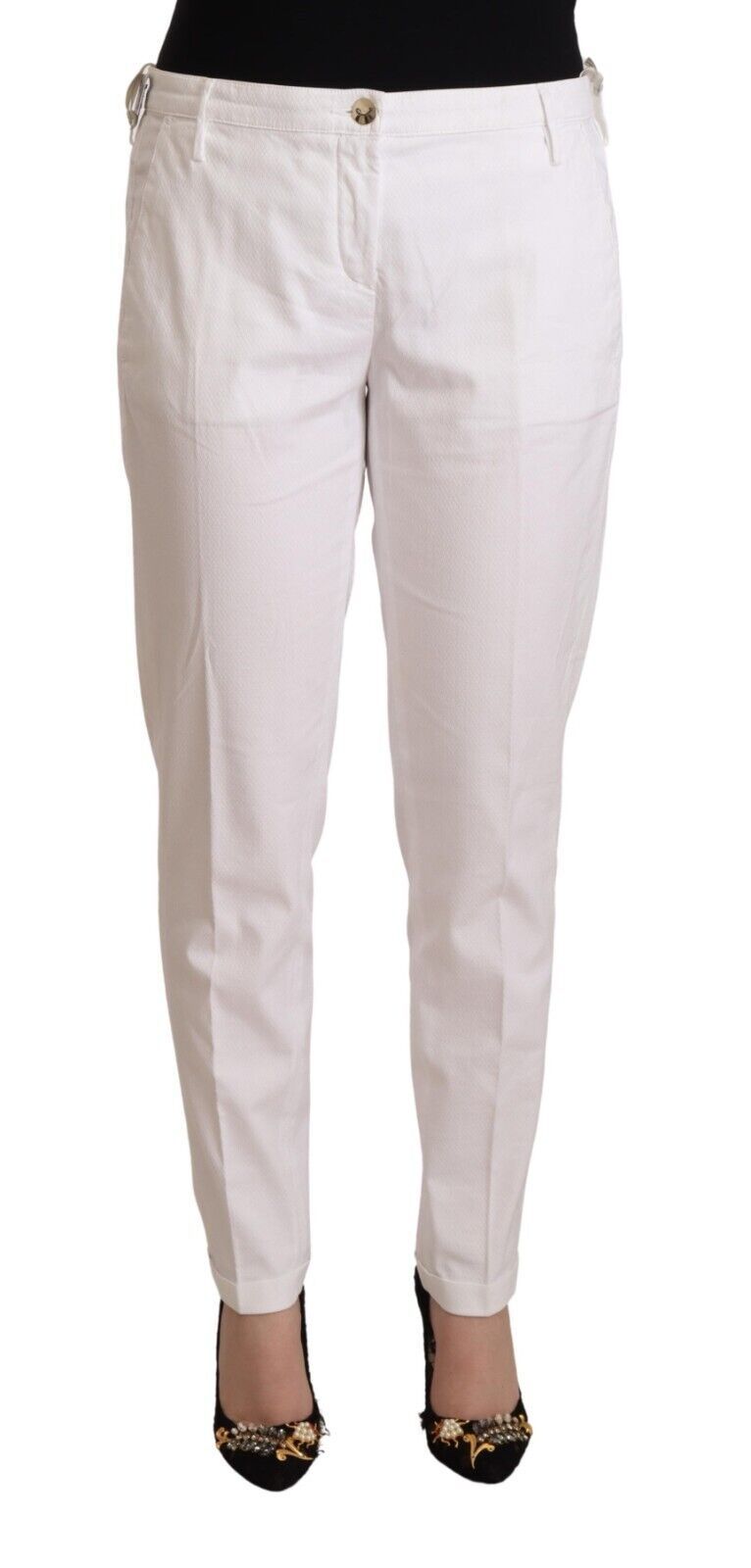 Jacob Cohen White Mid Waist Tapered Birgitte Pants by Jacob Cohen