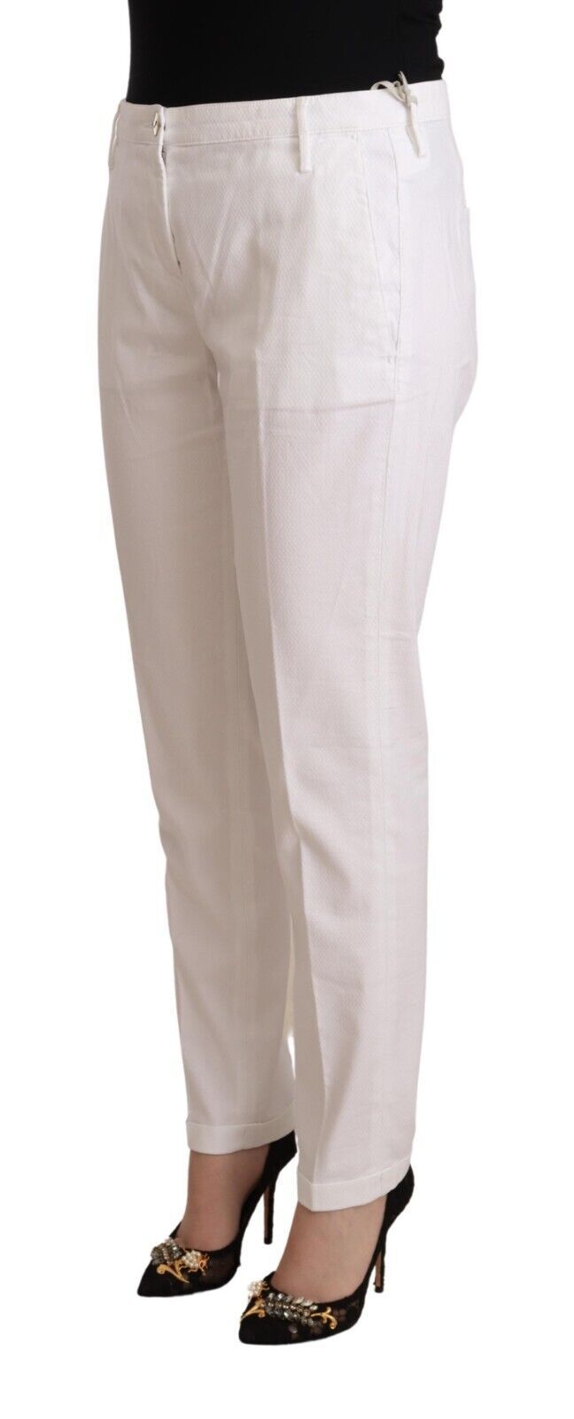 Jacob Cohen White Mid Waist Tapered Birgitte Pants by Jacob Cohen